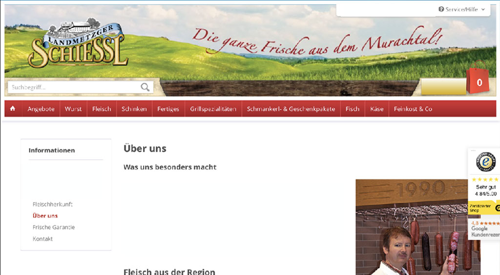 Screenshot Website Landmetzger Schiessl